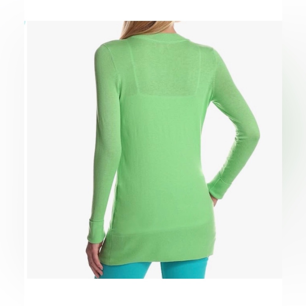 Lilly Pulitzer Bright Green Long V-Neck Button Cardigan - Picture 2 of 4